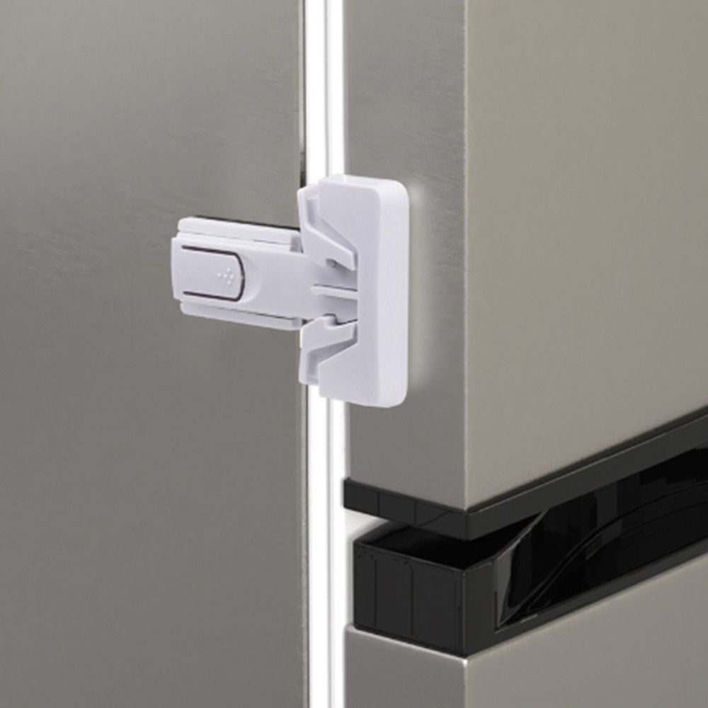 Trava de Segurança Anti-beliscão para Geladeira Autoadesiva em Ângulo Reto Fixação Forte Trava para Porta de Armário