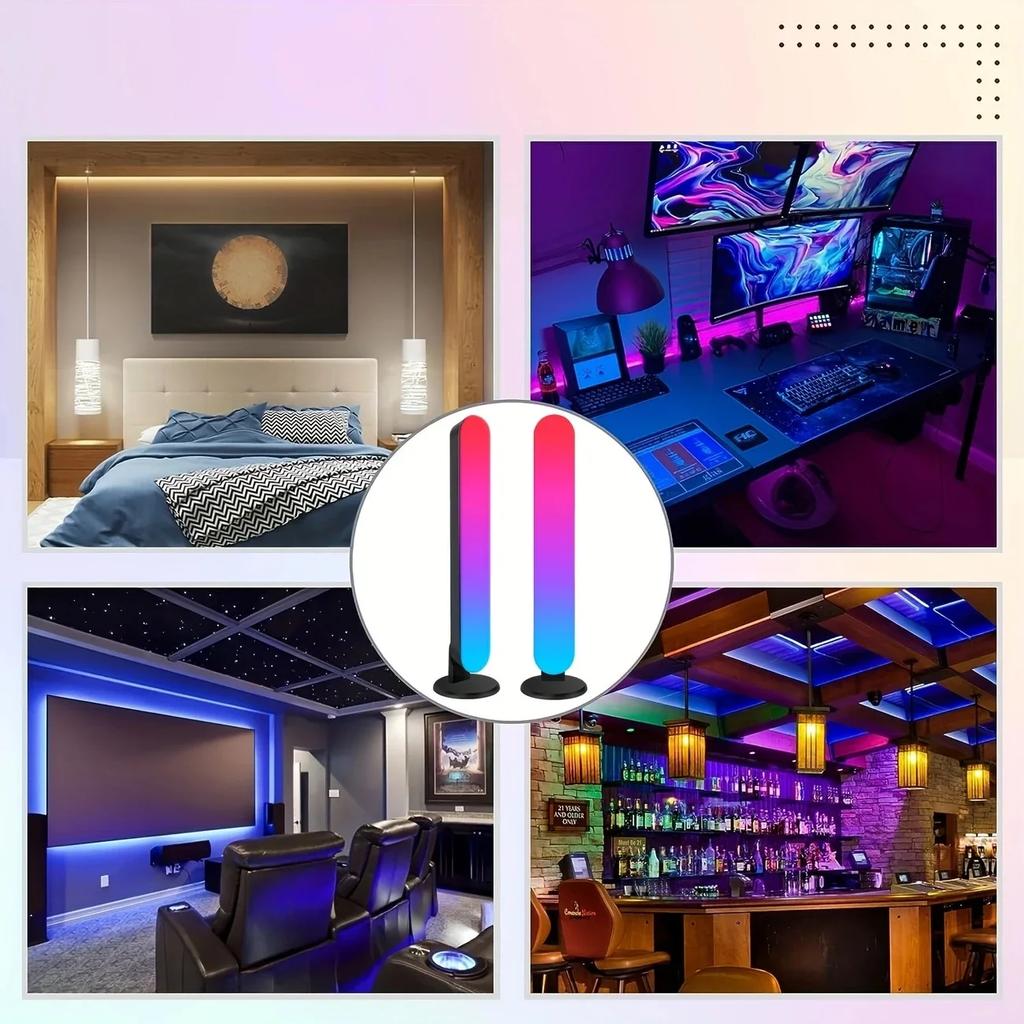 2pcs RGB Led Light Bar Music Rhythm Lights for Gaming Room Tv and Party Decoration Sync with Music Rgb Desk Lamp