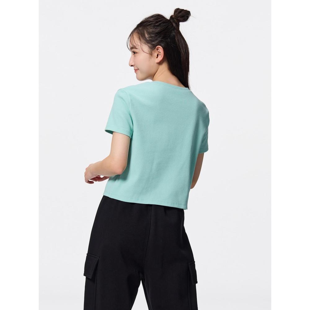 GU by Uniqlo Girls Rib Crop Logo T Jr