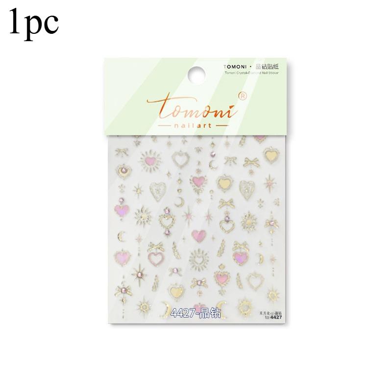 

Crystal Nail Sticker Embossed Rhinestone Self-Adhesive Pink Heart Butterfly Star and Moon Design Festival Gift Supplies