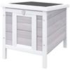 Outdoor Wooden Rabbit Cage with Asphalt Roof and Non-Slip Ramp, 42x51x43cm, Grey