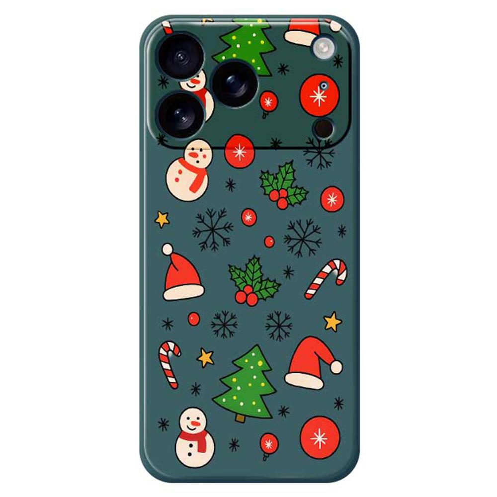 For iPhone 17 Pro Case Christmas Elements Pattern Printing Straight Edge TPU Phone Back Cover