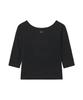 Lense Button Henley Neck Tee Black