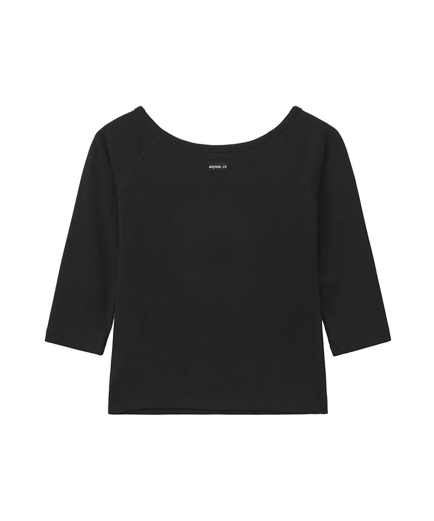 Lense Button Henley Neck Tee Black