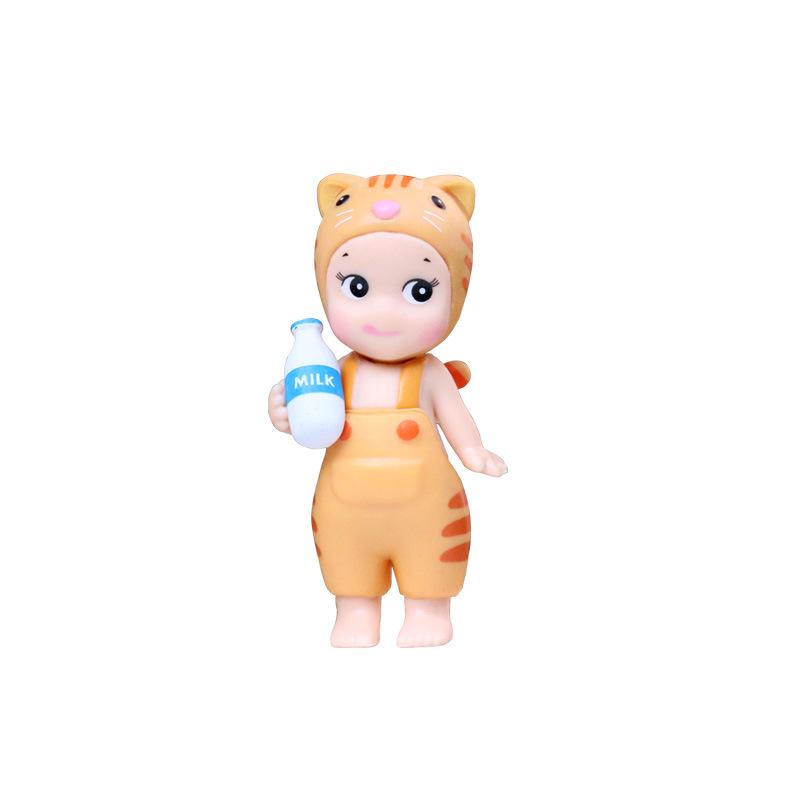 Dumb and Cute Fish-Holding Doll: Trendy Desktop or Car Ornament in Cute Dungarees