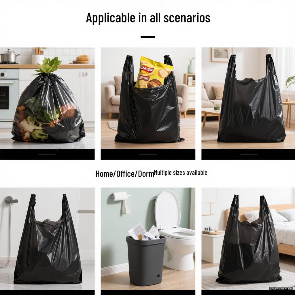 Verdikte Draagbare Zwarte Keuken Vuilniszakken - Duurzame Huishoudelijke Vuilniszakken in Veststijl