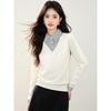 La Chapelle Women's Striped Faux Two-Piece Long Sleeve T-Shirt
