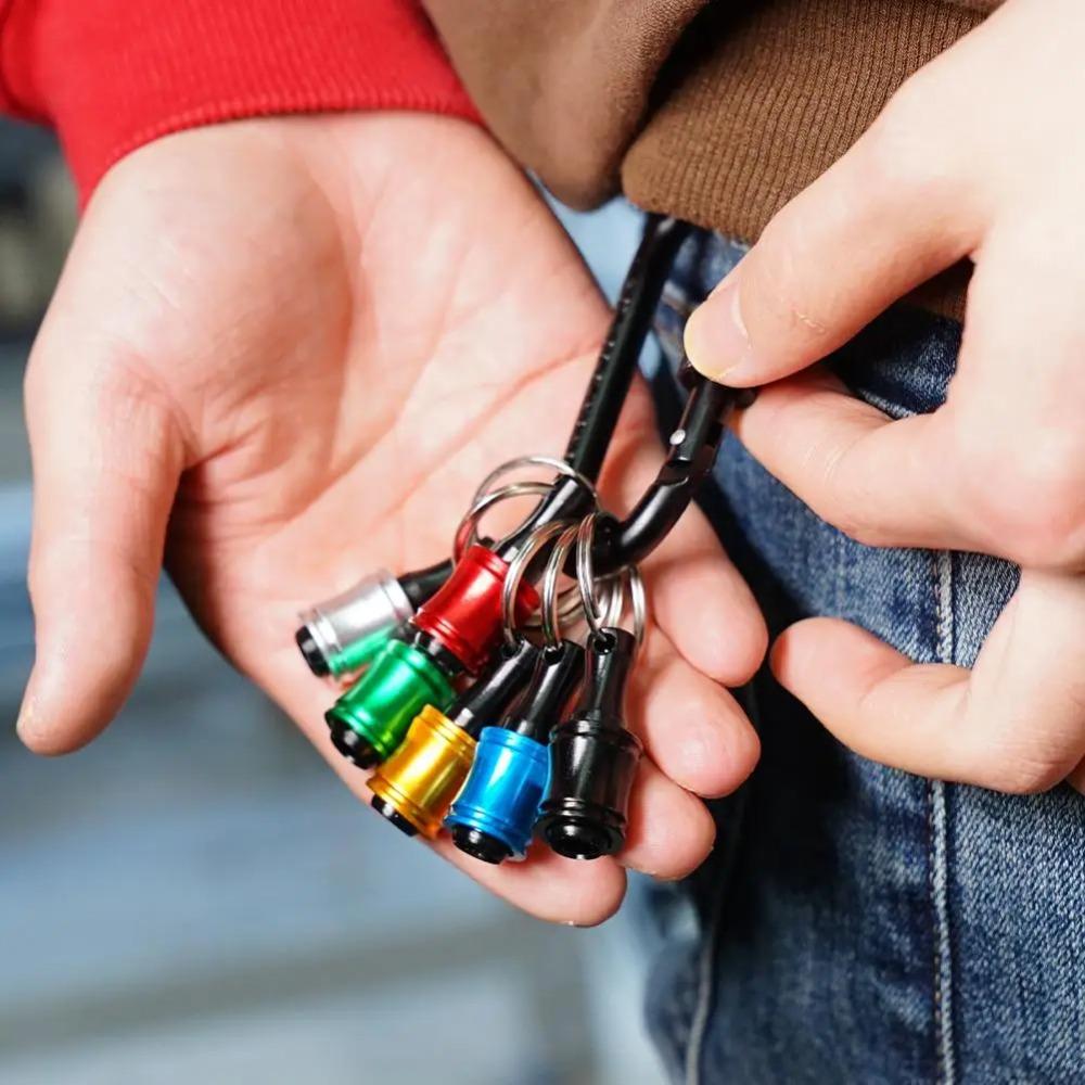 6pcs Hexagonal Shank Screwdriver Head Holder Portable Hand Tool Key Chain Adapter Drill Bit  Outdoor