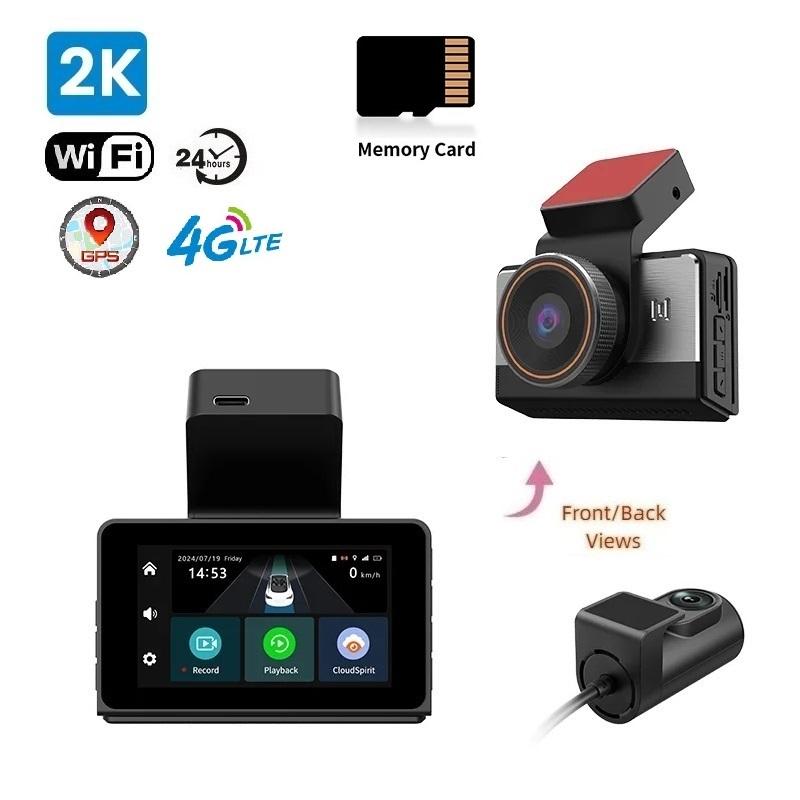 4G LTE 2K Dual Dash Cam, WiFi, GPS, Remote Monitor, Front and Rear, Night Vision
