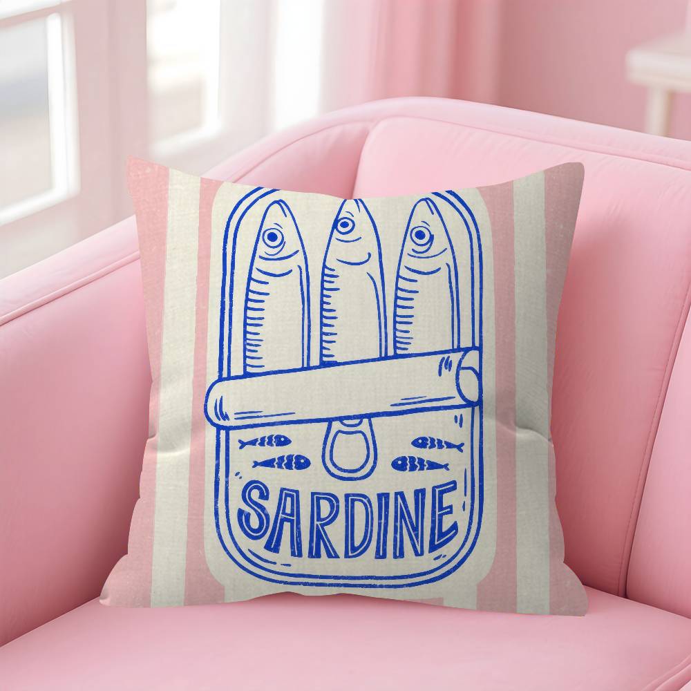 Anime Sardines Art  Pillow Cushion Cover Pillowcase Living Room Sofa Home Decor Customized