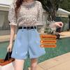Summer 2025 Women's High Waist Pleated A-line Wide Leg Suit Shorts