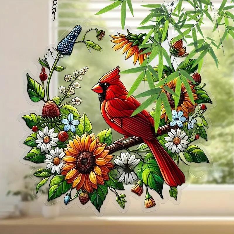 Kreativer Kolibri Buntglas Fenster Hängender Suncatcher Acryl Schilder Dekoration Runde Girlande Dekoration Veranda Dekoration