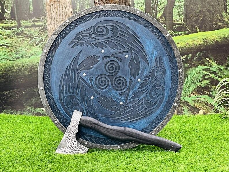 Eivor Valhalla Raven Authentic Battleworn Viking Shield