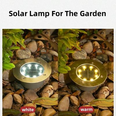 4Pcs LED Solar Garden Lights Outdoor Lighting Floor Lamps 8 LED Underground Deck Light Solar Powered Panel Garden Spot Lights