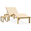 Day and Night - Day and Night Garden Lounger with Impregnated Pine Wood Table and Cushion