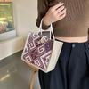Bolsa de lona estilo étnico feminina moda verão para levar para fora lancheira de linho bolsa bento bolsa de mão para mamãe
