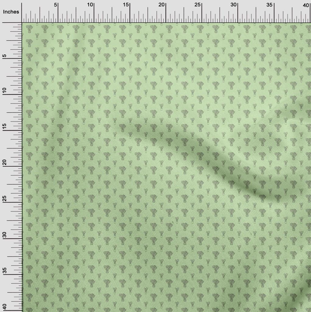 oneOone Cotton Flex Light Green Fabric House Plants Diy Clothing Quilting Fabric Print Fabric By Yard 40 Inch