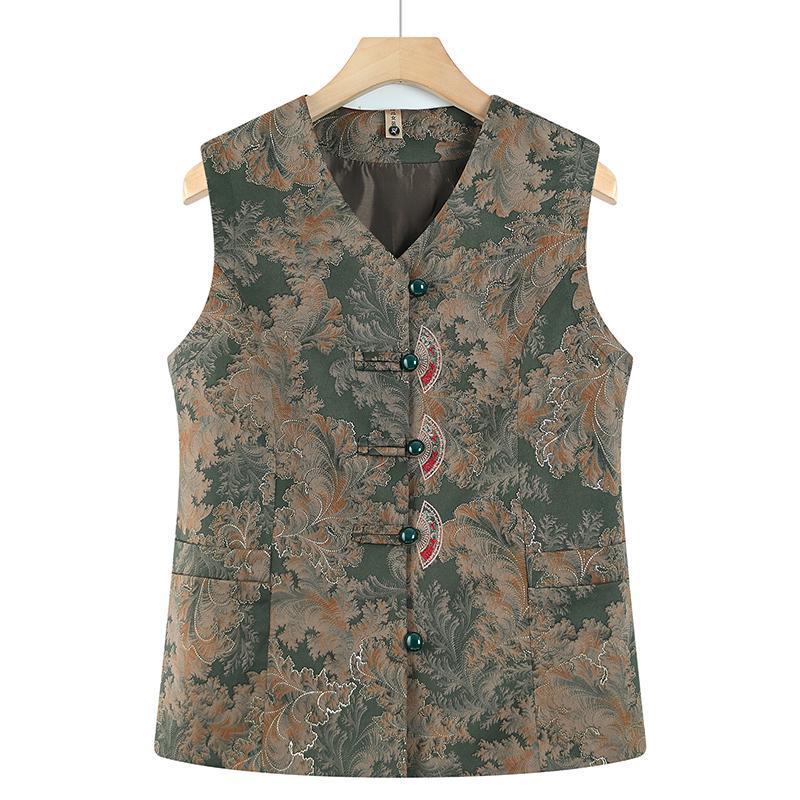 

Elegant Chinese National Style Vest for Middle-aged Women - Spring & Autumn Shawl Waistcoat 4XL (Recommended 65-72.5 kg)
