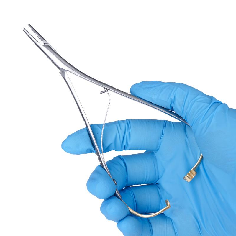 1 Stück Dental-Nadelhalter-Zange Edelstahl Kieferorthopädisches Instrument Goldener Griff für Zahnklinik