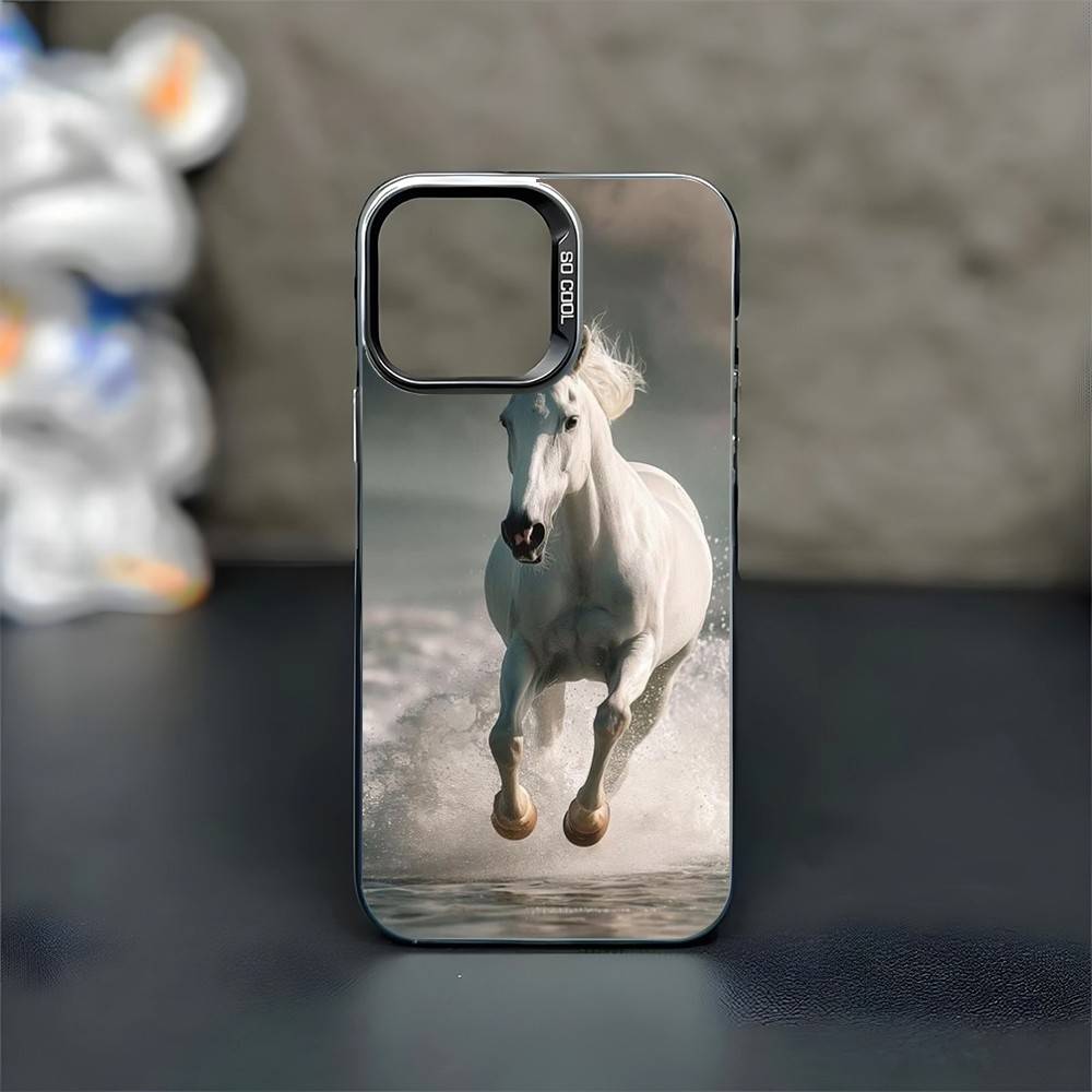 Horse Great Beauty Galloping Phone Case For iPhone17,16,15,14,13,12,11 Plus,Pro Max Black Matte Shockproof Cover