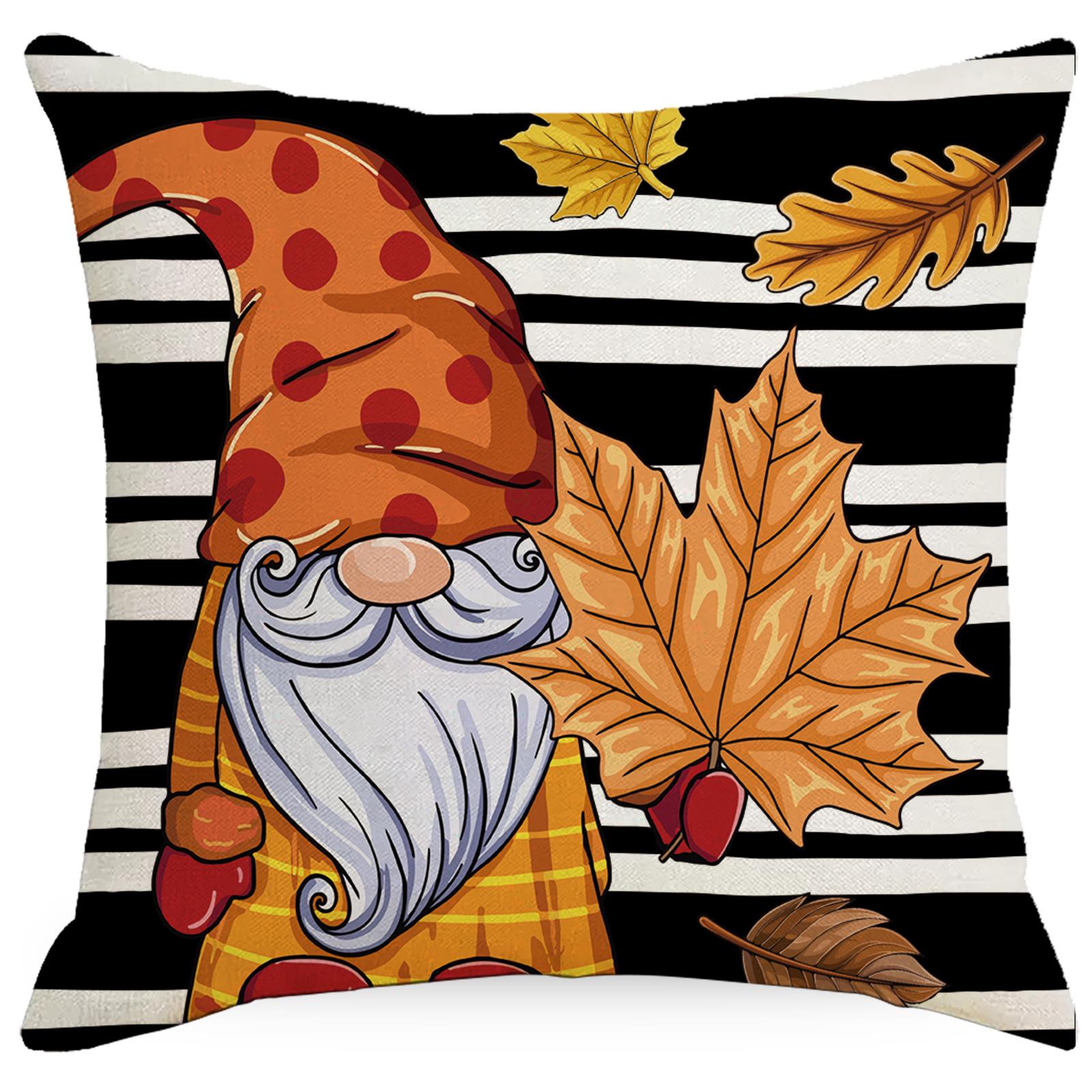Thanksgiving Pillow Case Autumn Maple Leaf Linen Single-Sided Home Ornament Sofa Living Room Pillow Premium Durable 45 * 45Cm