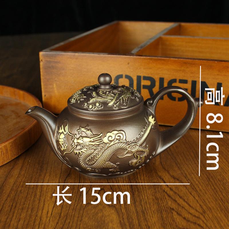 

Tang Teng brass dragon and phoenix teapot teacup a complete set of office tea set pure copper copper metal handicraft ornament