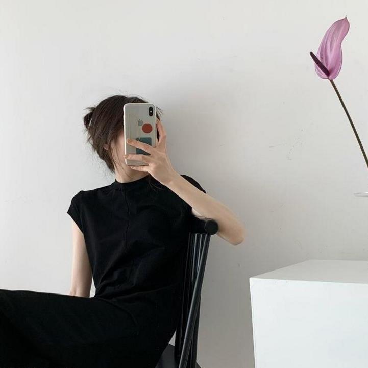 Generous, live up to expectations 2026 black and white fashionable front cross shape rear slit dress