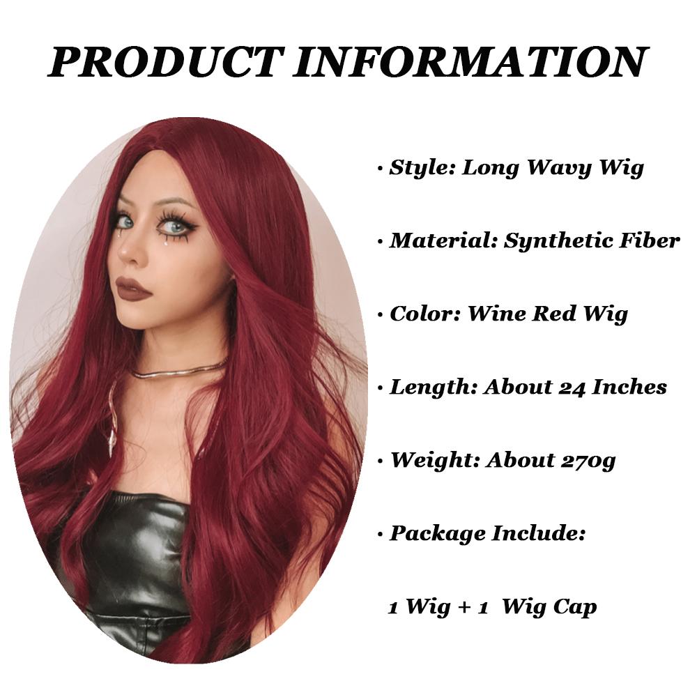 HENRY MARGU Long Dark Red Synthetic Wig Brown To Red Ombre Natural Hair Wig for Women Christmas Wig Cosplaysalon Heat Resistant