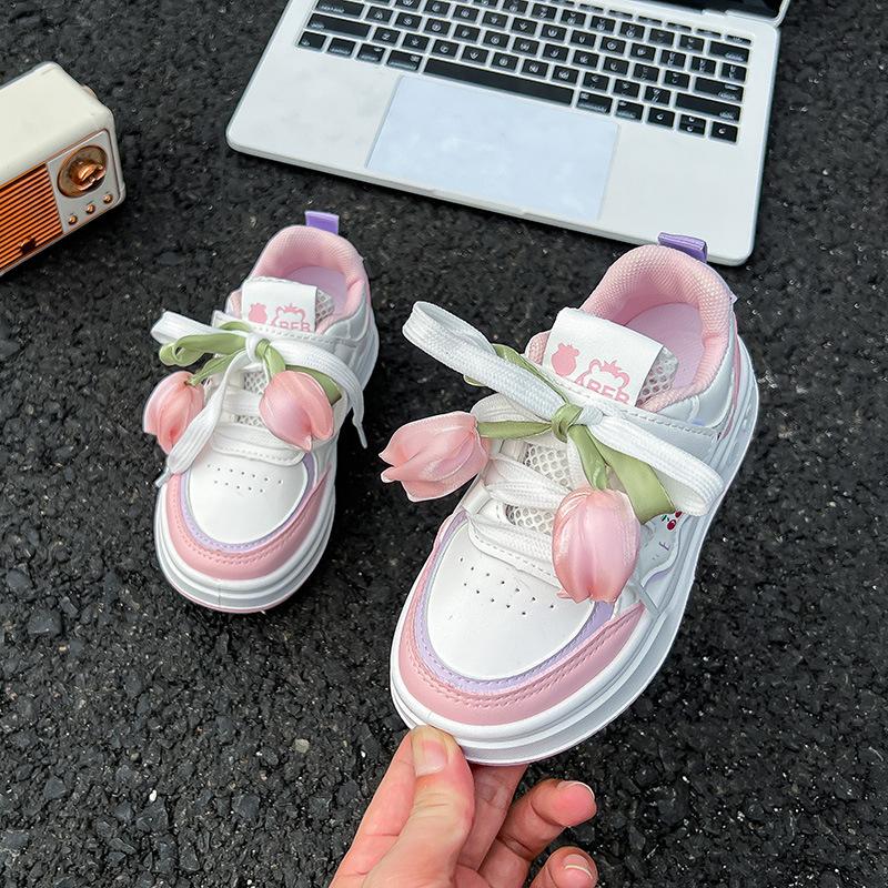 

Girls low-top sneakers with soft soles, children s sports shoes, new spring and autumn models, princess shoes for girls, lightweight and non-slip 32-37One Hand6Double рожевий