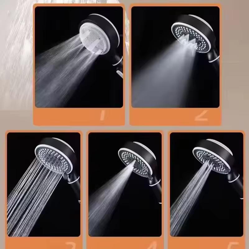 Luxury Black Shower Head Set 5 Functions Handheld Shower Head  Rainfall Showerhead Bathroom High Pressure Hand Shower Head