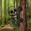 Peeking Skeleton Yard Sign Metal Skeleton Silhouette Decoration Garden Halloween Decor Skeleton Sign for Haunted Yard Porch Tree Fence Post