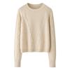 Women's Loose Knit Hollow Out Cable Sleeve Cashmere Sweater