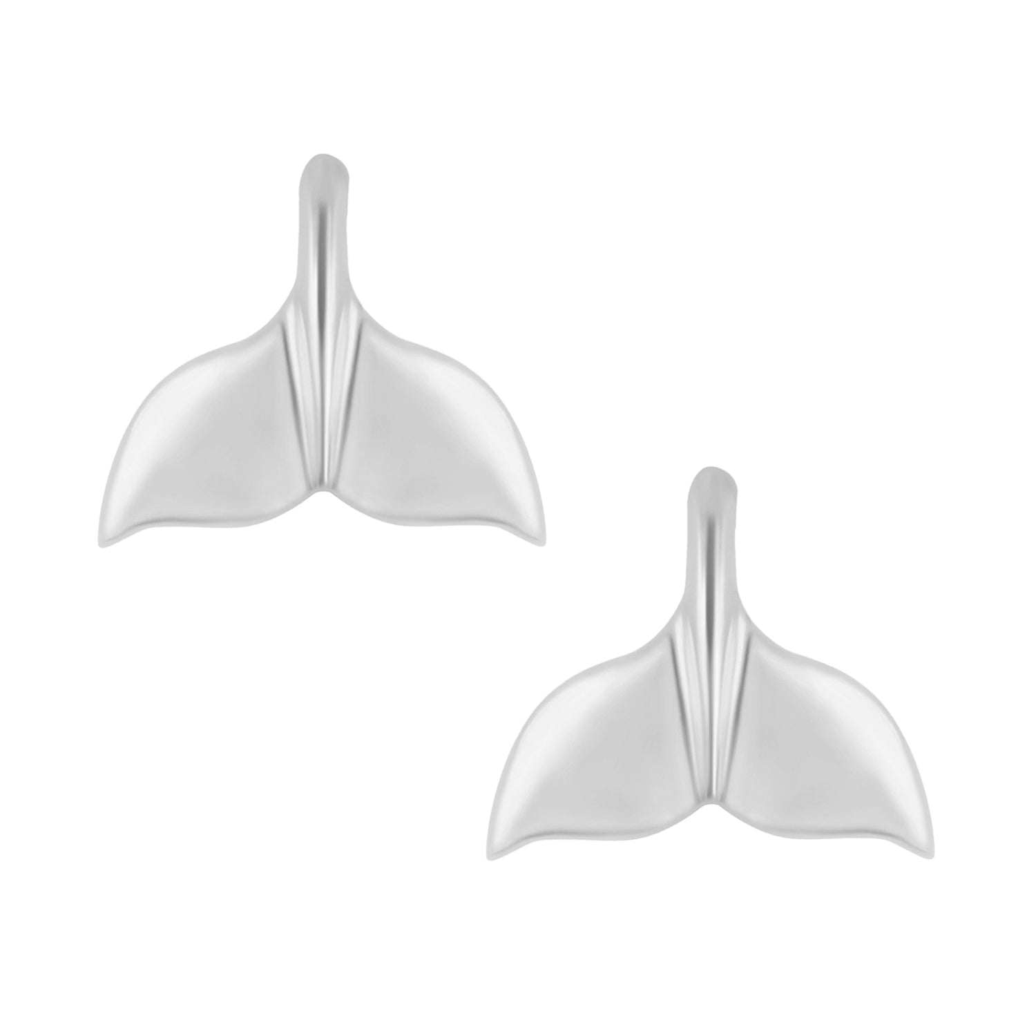

Whale Tail Stud Earrings - Sterling Silver білий
