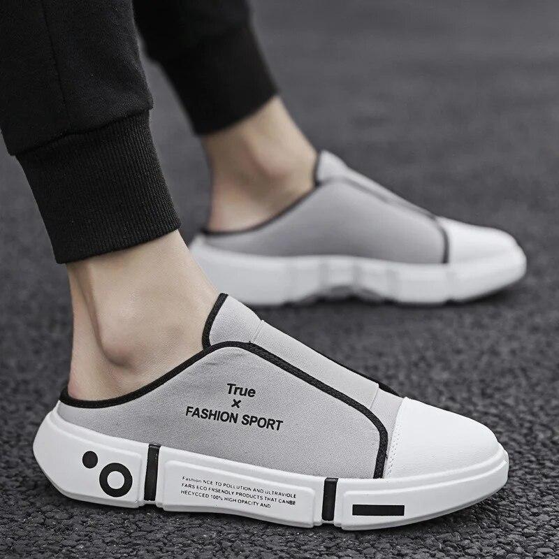 

Летние удобные повседневные модные уличные пляжные спортивные низкие кеды, дышащие легкие мужские тапочки с полузакрытым носком 40