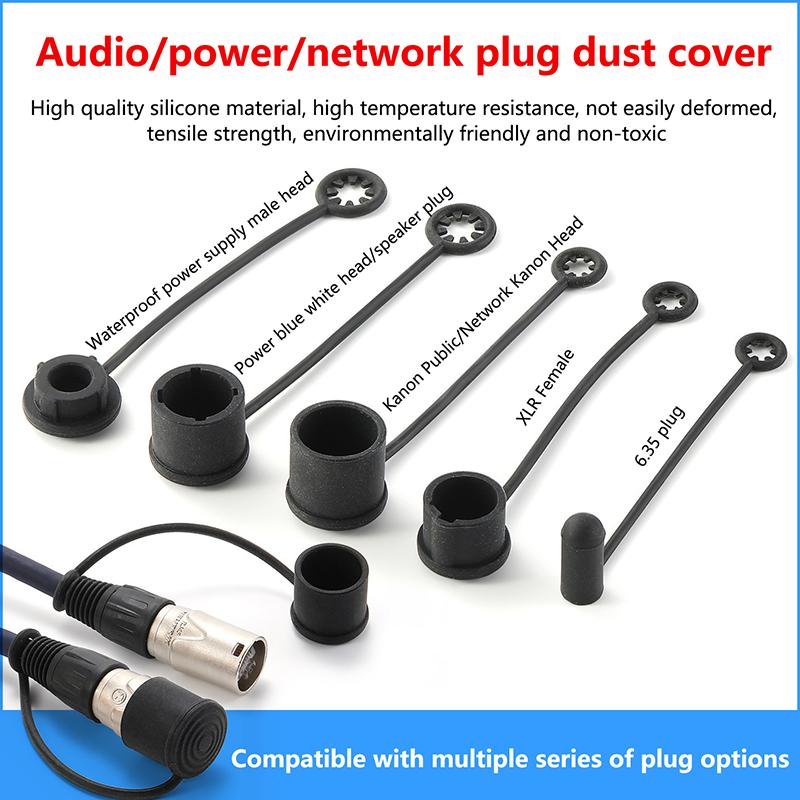 2 Pezzi Coperchio Antipolvere in Silicone Per Spine di Alimentazione Audio di Rete Connettori Speaker Xlr 6.35Mm Tappo Protettivo Impermeabile