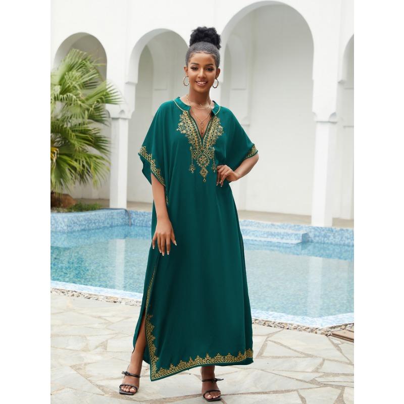 

Женская мода лето весна цветочный узор принт рукава 1/2 V-образный вырез свободная талия повседневные платья Size: One Size