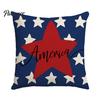 Linen Pillowcase 4th of July Pillow Cover, Independence Day with Red Blue Stripes Hearts Fourth Of Cover Stars Print, Sofa Cushion for Bed Couch