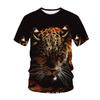 Summer Round Neck 3D Animal Cheetah Pattern Printed Top Fashionable Casual Short Sleeved Children's Boy T-shirts