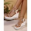 Women's Rhinestone Sandals 2025 Summer New Arrival Outdoor Platform Thick Sole Versatile Wedge Beach Sandals