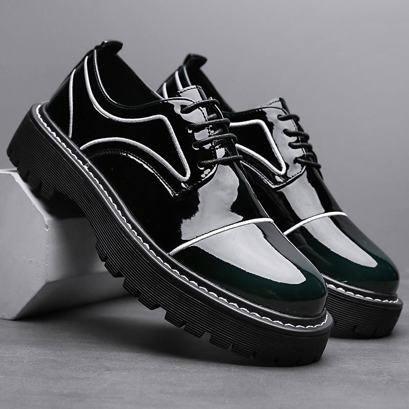

British Style Men Leather Casual Shoes Classic Round Toe Outdoor Antiskid Oxford Shoes Quality Dress Business Thick Bottom Shoes 44 чёрный