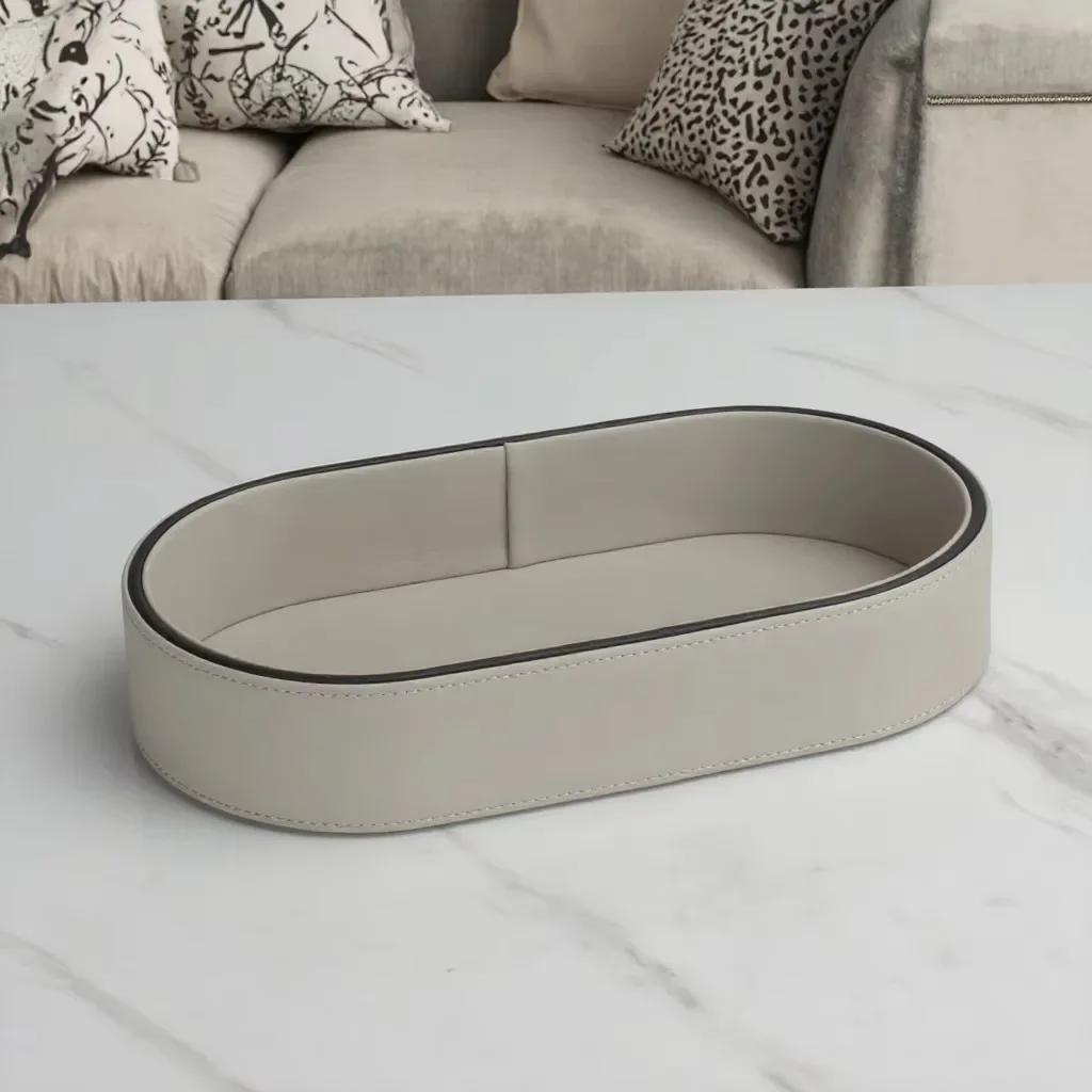 PU Leather Storage Box Living Room Decoration Home Entrance Jewelry Organizer Box Desktop Cosmetic Miscellaneous Tray Home Decor