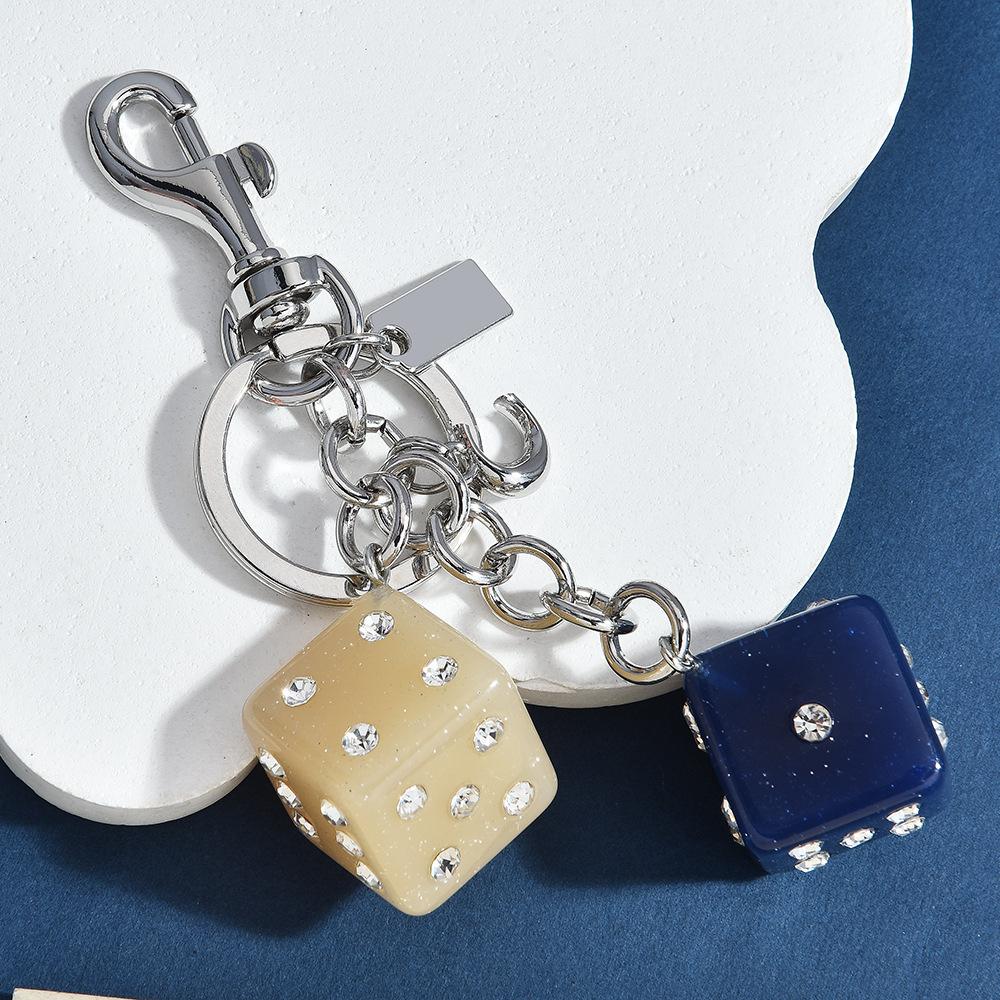 Flash Diamond Dice Keychain Personalized Alloy Pendant Bag Pendant Female Tide Play Accessories Creative Keychain