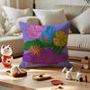 Cute Retro Illustration Cushion Cover Anti-dustmite Pillowcase Invisible Zipper Silky Short Plush Sofa Cushion Cover