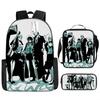 Animation Peripheral Student School Bag ONE PIECE Cartoon School Bag Girls and Boys Three-piece Set Backpack Satchel