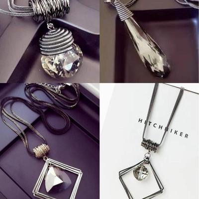 HJ-14 Fashion Crystal Pendant Long Necklace Jewelry & Clothing Accessory
