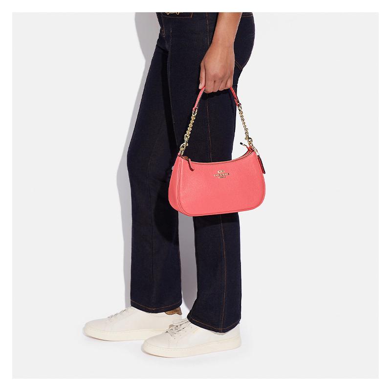 Coach Teri 24 Pebbled Leather Zipper Detachable Shoulder Strap Hand Crossbody Bag Shoulder Bag Medium Women's Pink
