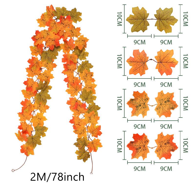 Xiaomi 200CM Autumn Artificial Maple Leaf Wreath Fake Leaf Plant Vine Home Decor Garden Halloween Wall Outdoor Doors Windows Decoration