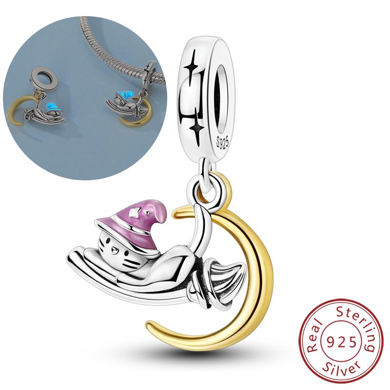 Real Copper Charms Luminous Firefly Butterfly Sunflower Pink Beads Fit Original Bracelet Women Birthday Diy Jewelry