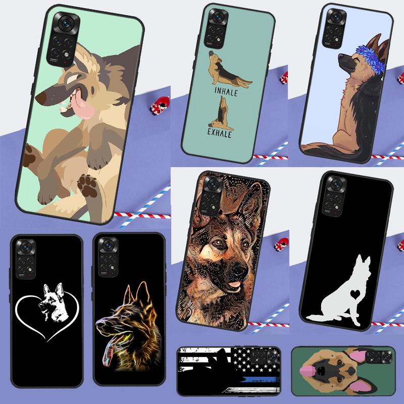 Cartoon German Shepherd Dog Cover For Xiaomi Redmi Note 13 14 Pro 12 11 9 10 9S 10S 11S 12S Redmi 14C 10C 12C 13C Case