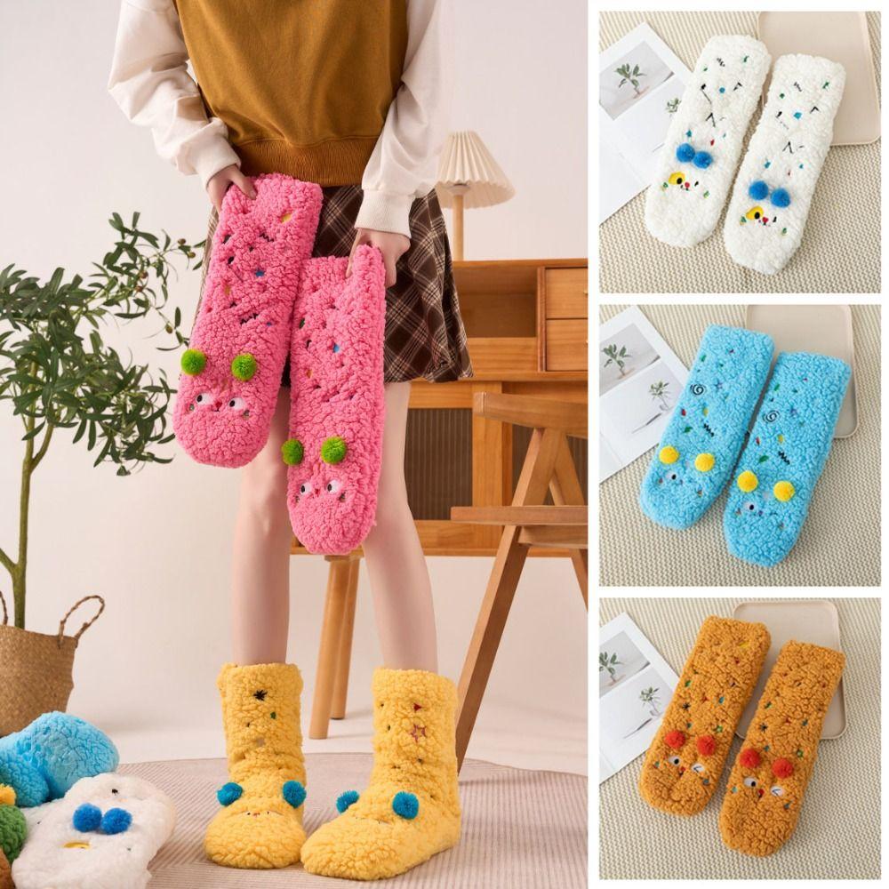 Cartoon Thickened Floor Socks Mid Tube Fleece Sock Women Cute Sleeping Slipper Socks Winter
